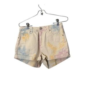 Hot Kiss Juniors 5 Denim Tie Dye Cuffed Shorts 100%‎ Cotton 2" Inseam